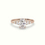 Oval Cut Diamond Sidestone Engagement Ring — Rose Gold