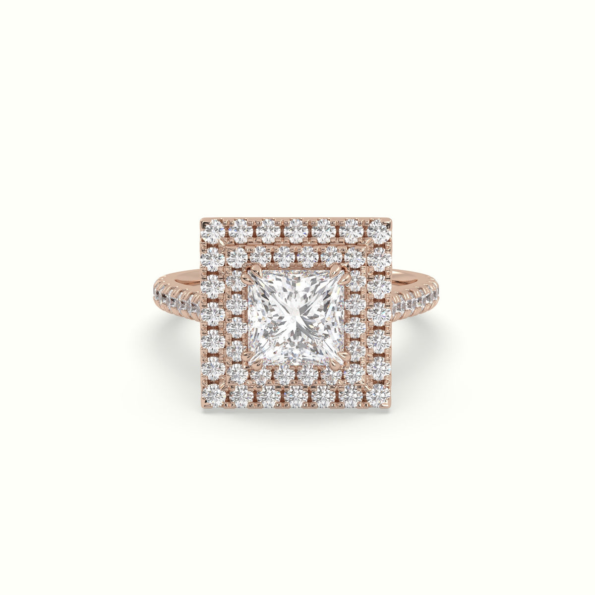 Princess Cut Diamond Halo Engagement Ring — Rose Gold