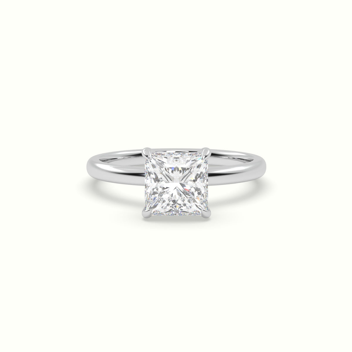 Princess Solitaire Engagement Ring — White Gold