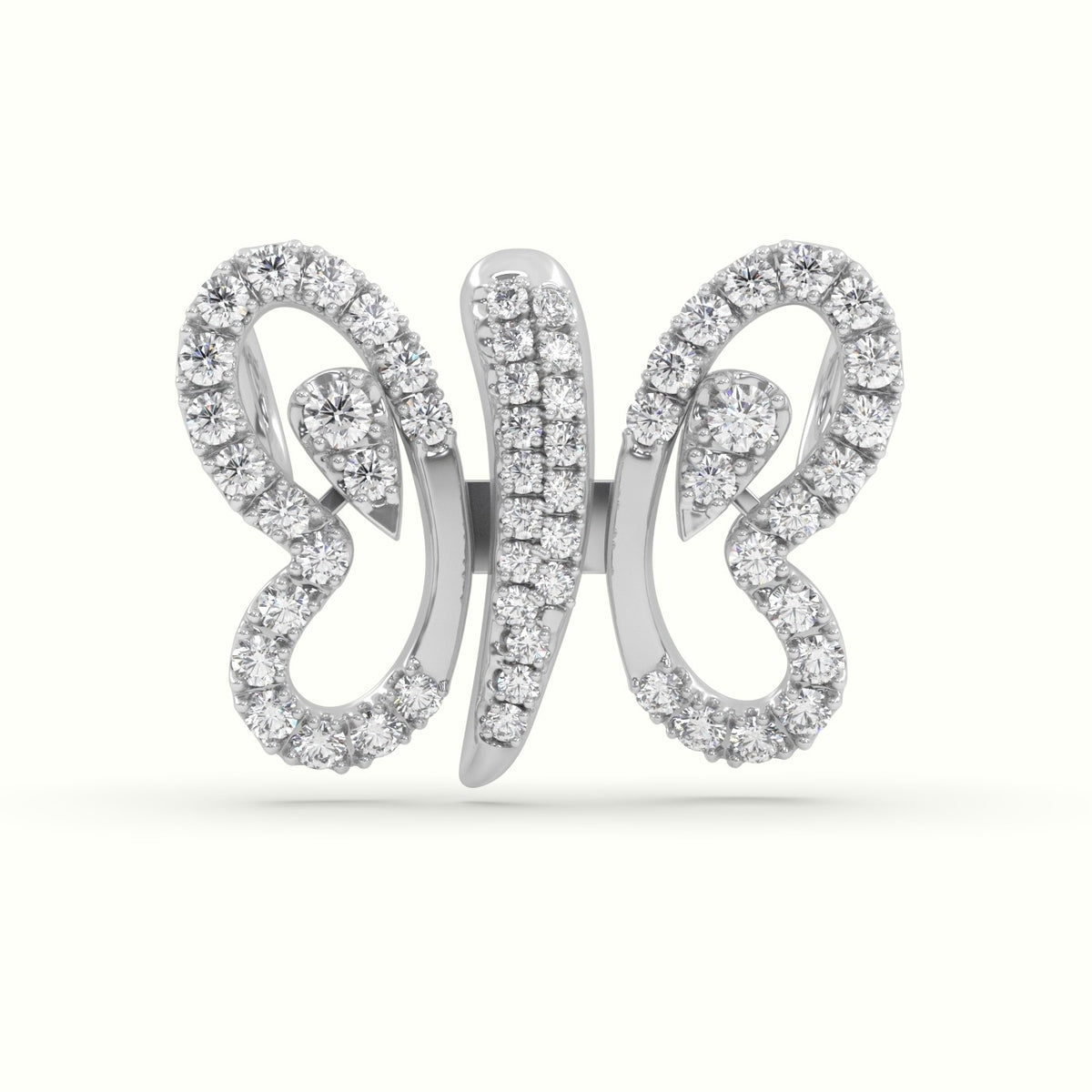 Butterfly Pendant Set With Total 1 Carat Round Diamonds — White Gold