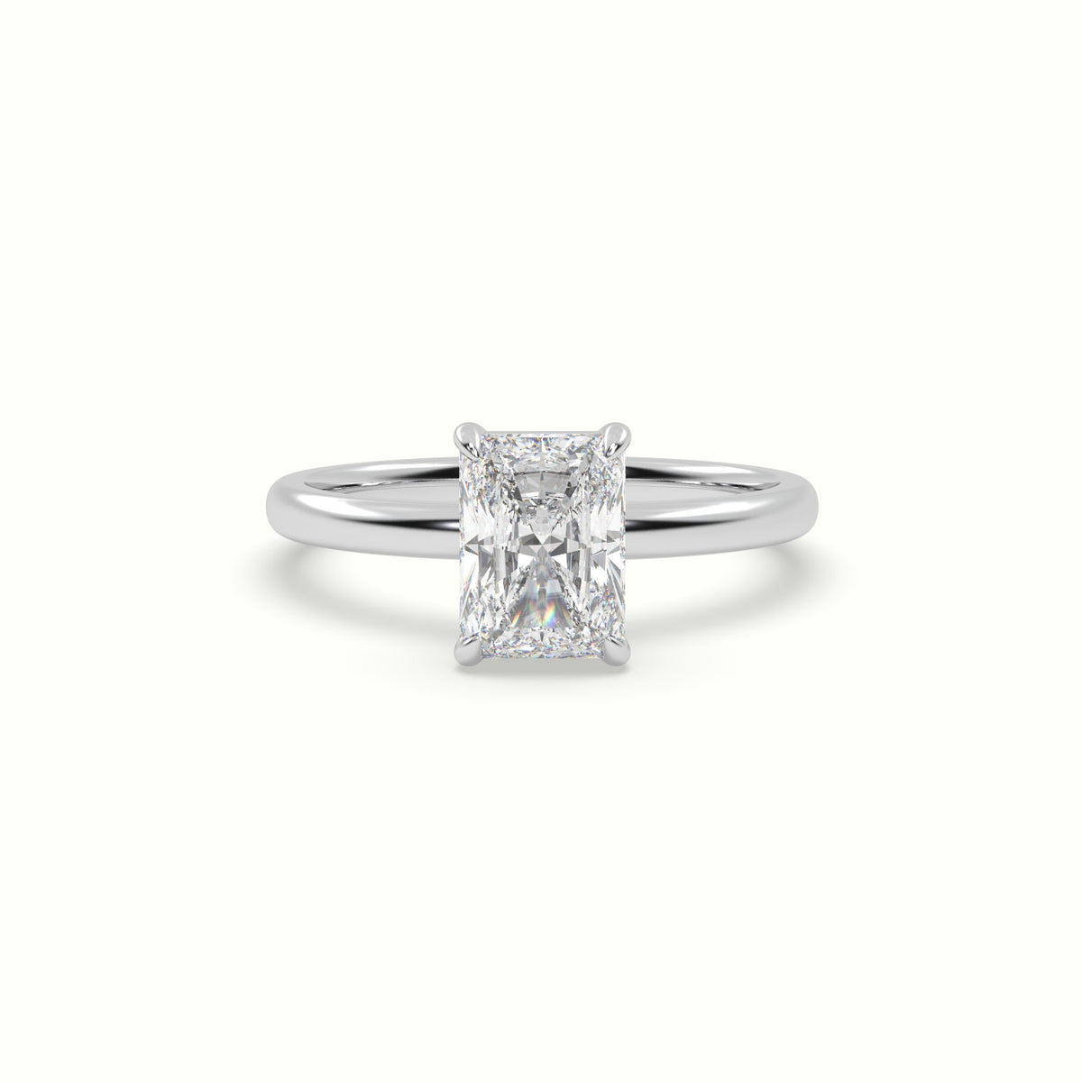 Radiant Solitaire Engagement Ring — White Gold
