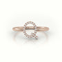 Round Cut Diamonds “Q” Initials Monogram Alphabet Ring — Rose Gold