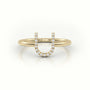 Round Cut Diamonds “U” Initials Monogram Alphabet Ring — Yellow Gold