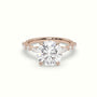 Round Cut Diamond Engagement Ring With Marquise And Round Side Stones — Rose Gold