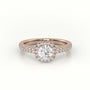 Round-Cut Diamond Halo Scallop Setting Engagement Ring — Rose Gold