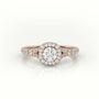 Round Cut Diamond Scallop Setting Vintage Engagement Ring — Rose Gold