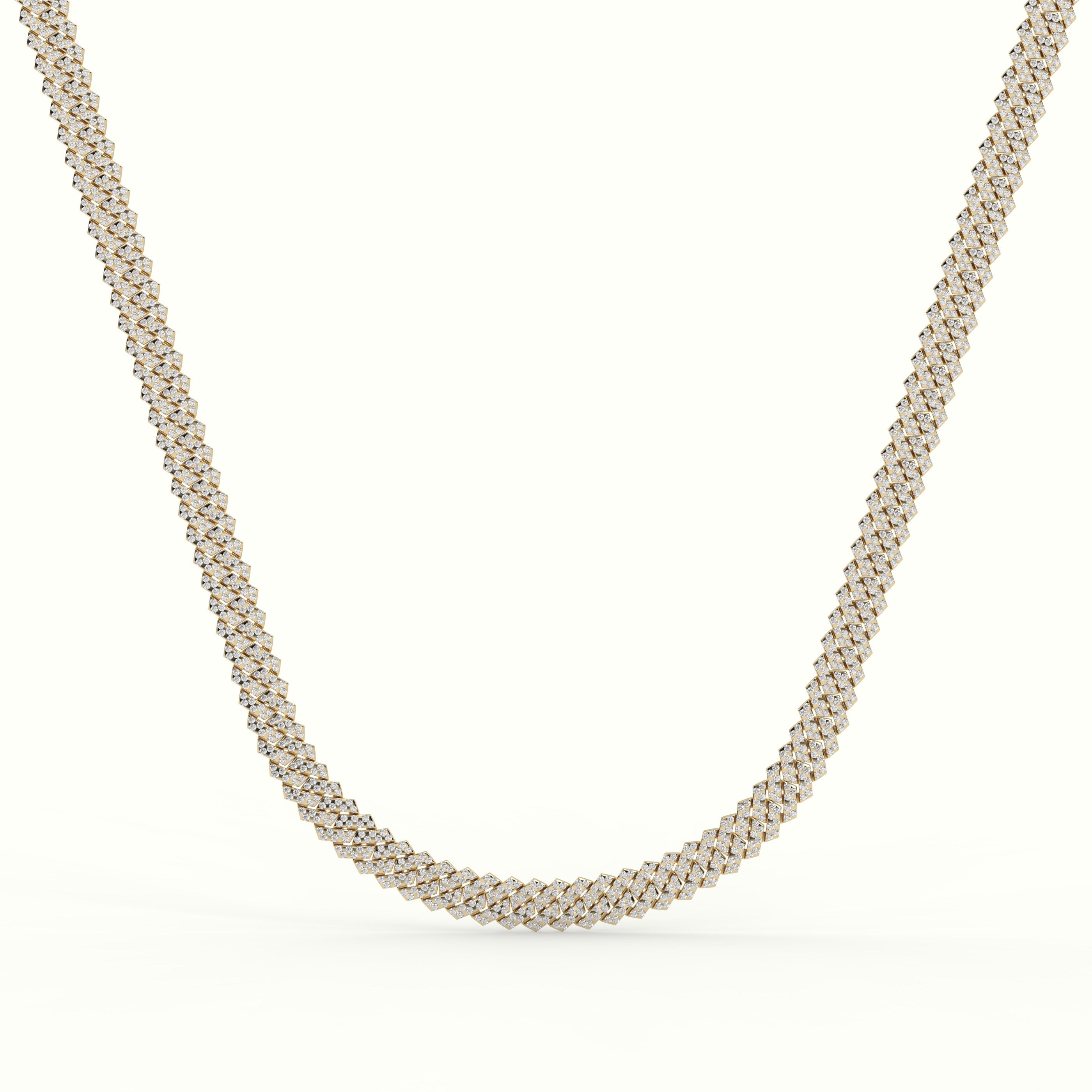 8Mm Diamond Cuban Link Necklace — Yellow Gold
