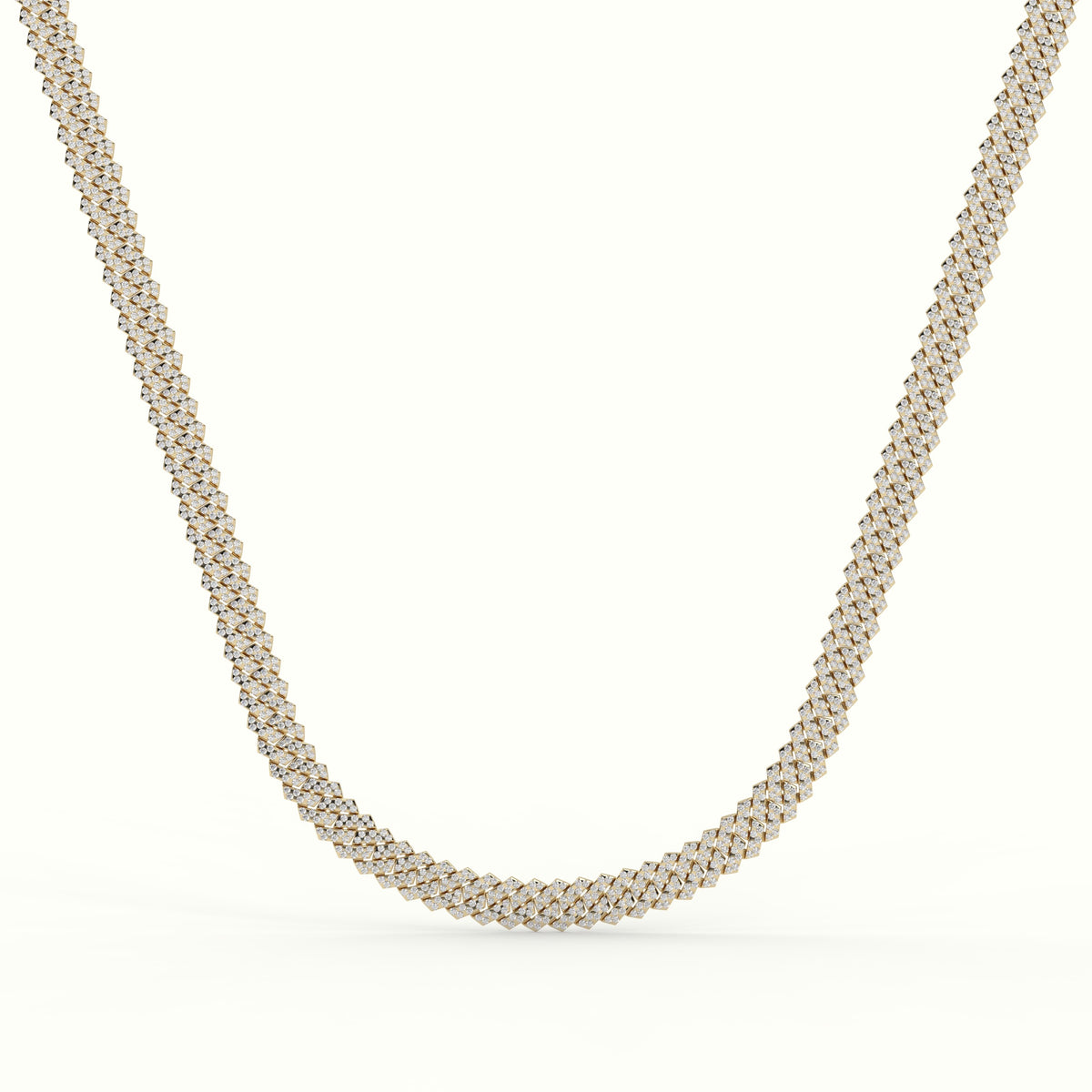 8Mm Diamond Cuban Link Necklace — Yellow Gold