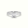 Emerald Cut Diamond Pave Engagement Ring — White Gold