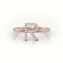 Round Cut Diamonds “R” Initials Monogram Alphabet Ring — Rose Gold