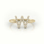 Round Cut Diamonds “W” Initials Monogram Alphabet Ring — Yellow Gold