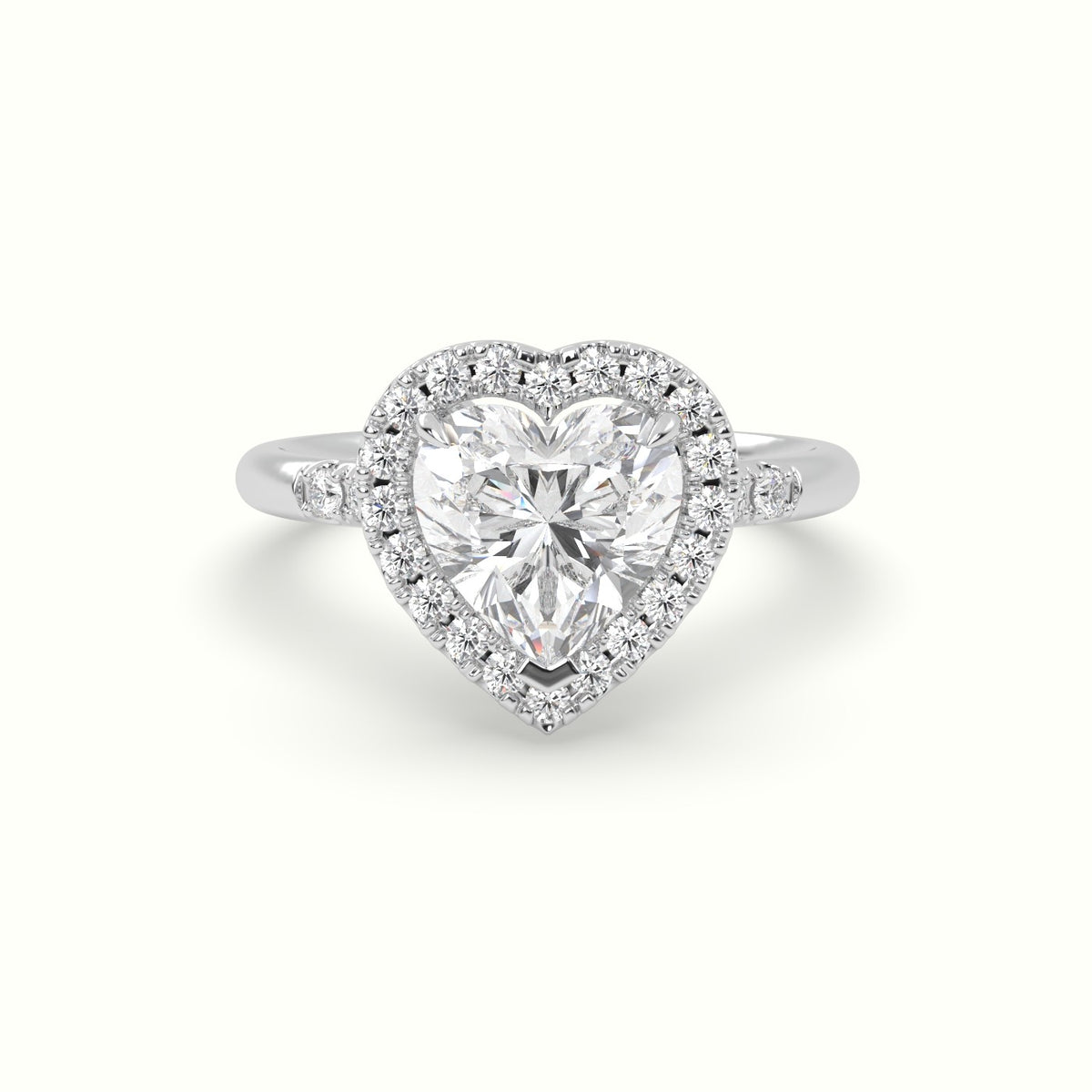Heart Cut Halo Diamond Engagement Ring — White Gold