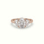 Oval Diamond Trilogy Half Moon Engagement Ring — Rose Gold