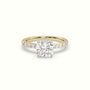 Cushion Cut Diamond Pave Engagement Ring — Yellow Gold