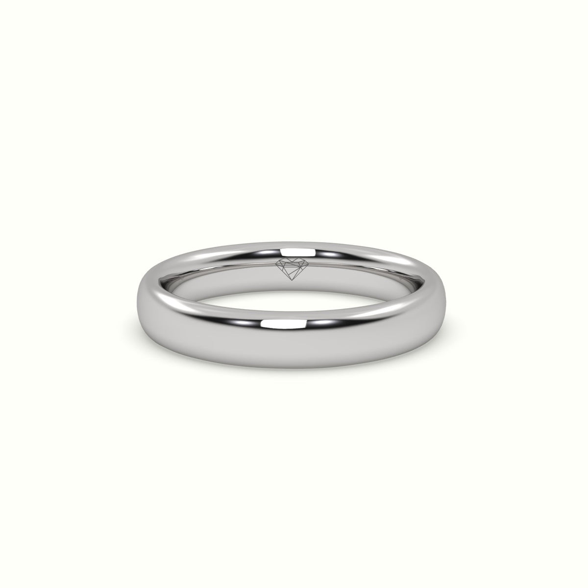 Chunky Profile Carved Classic "Her" Wedding Band — White Gold
