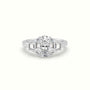 Oval Diamond Trilogy Trapezium Engagement Ring — White Gold