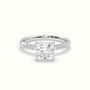 Princess Cut Diamond Pave Engagement Ring — White Gold
