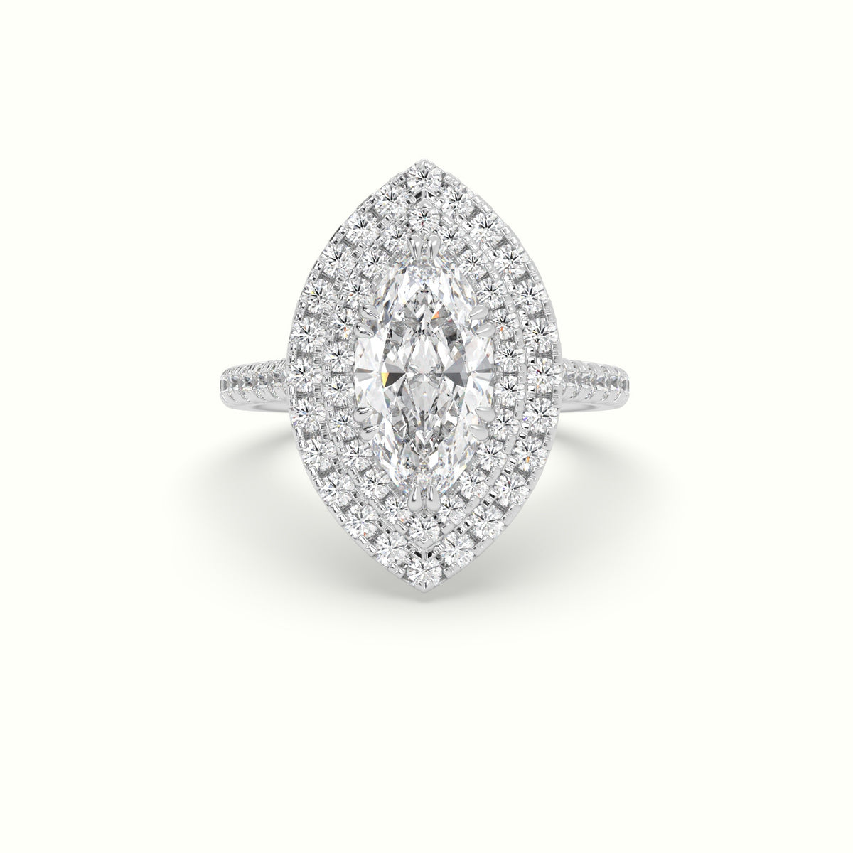 Marquise Cut Halo Diamond Engagement Ring — White Gold