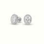 Oval Cut Solitaire Lab-Grown Diamond Halo Stud Earrings 18K White Gold