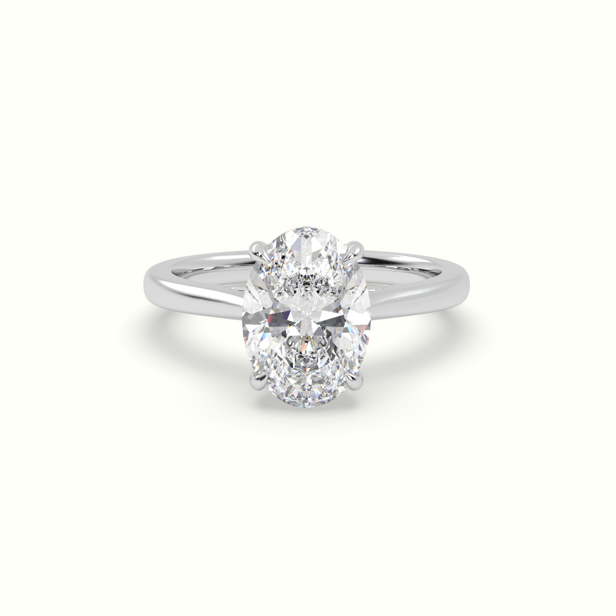 Oval Cut Hidden Halo Cathedral Engagement Ring — White Gold