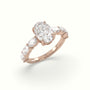 Oval Diamond Engagement Ring With Side Ovals — Rose Gold