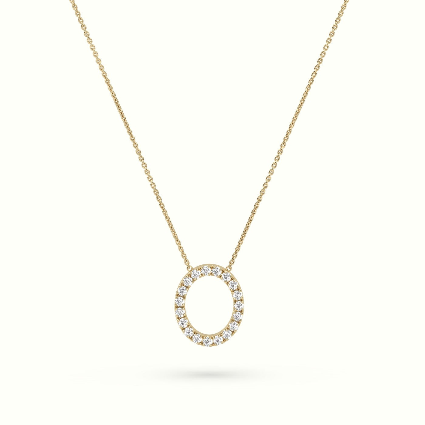 Initial "O" Diamond Necklace - 18k Gold — Yellow Gold