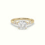 Cushion Cut Diamond Engagement Ring With Side Stones — Yellow Gold