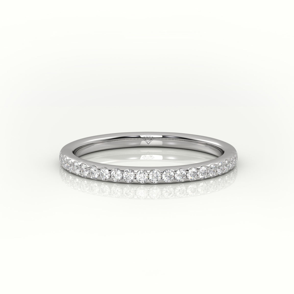 Round Cut Diamonds Scallop-Setting Eternity Wedding Band — White Gold