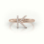 Round Cut Diamonds “K” Initials Monogram Alphabet Ring — Rose Gold