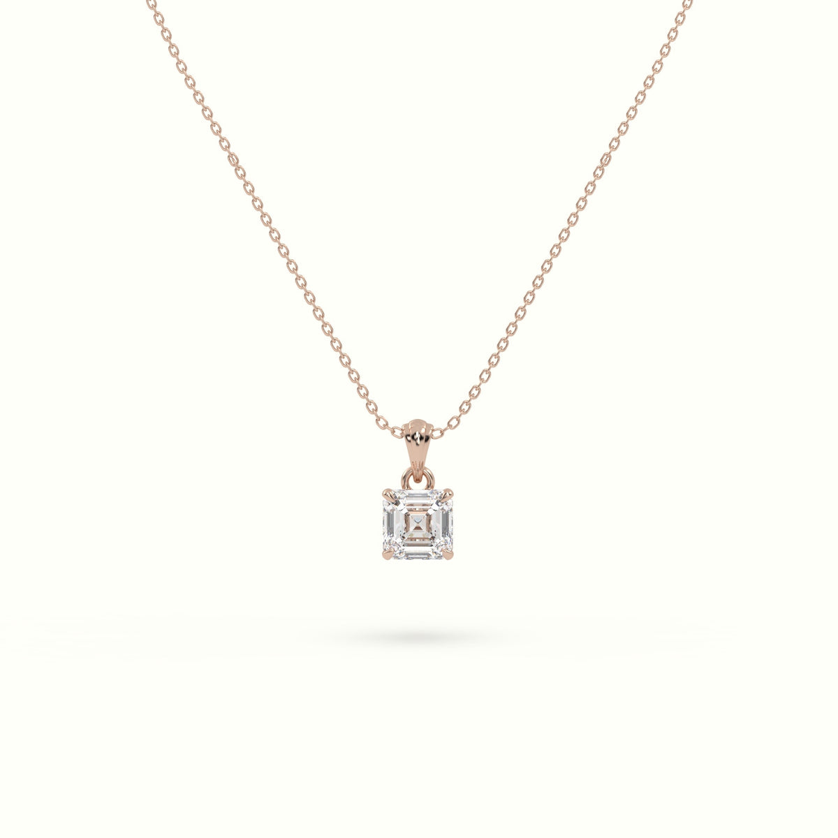 Ascher Cut Solitaire Diamond Pendant — Rose Gold
