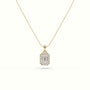 Emerald Cut Solitaire Halo Diamond Pendant — Yellow Gold