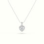 Heart Cut Solitaire Halo Diamond Pendant — White Gold
