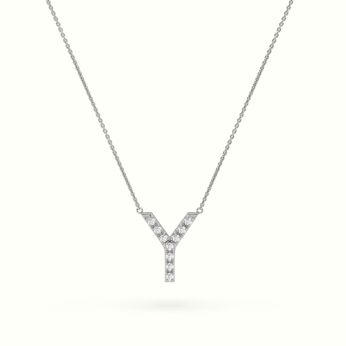 Initial "Y" Diamond Necklace - 18k Gold — White Gold