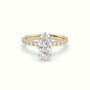 Marquise Cut Hidden Halo Side Stone Engagement Ring — Yellow Gold