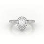 Pear Cut Diamond Halo Pave Setting Engagement Ring — White Gold