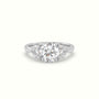 Round Diamond Trilogy Half Moon Engagement Ring — White Gold