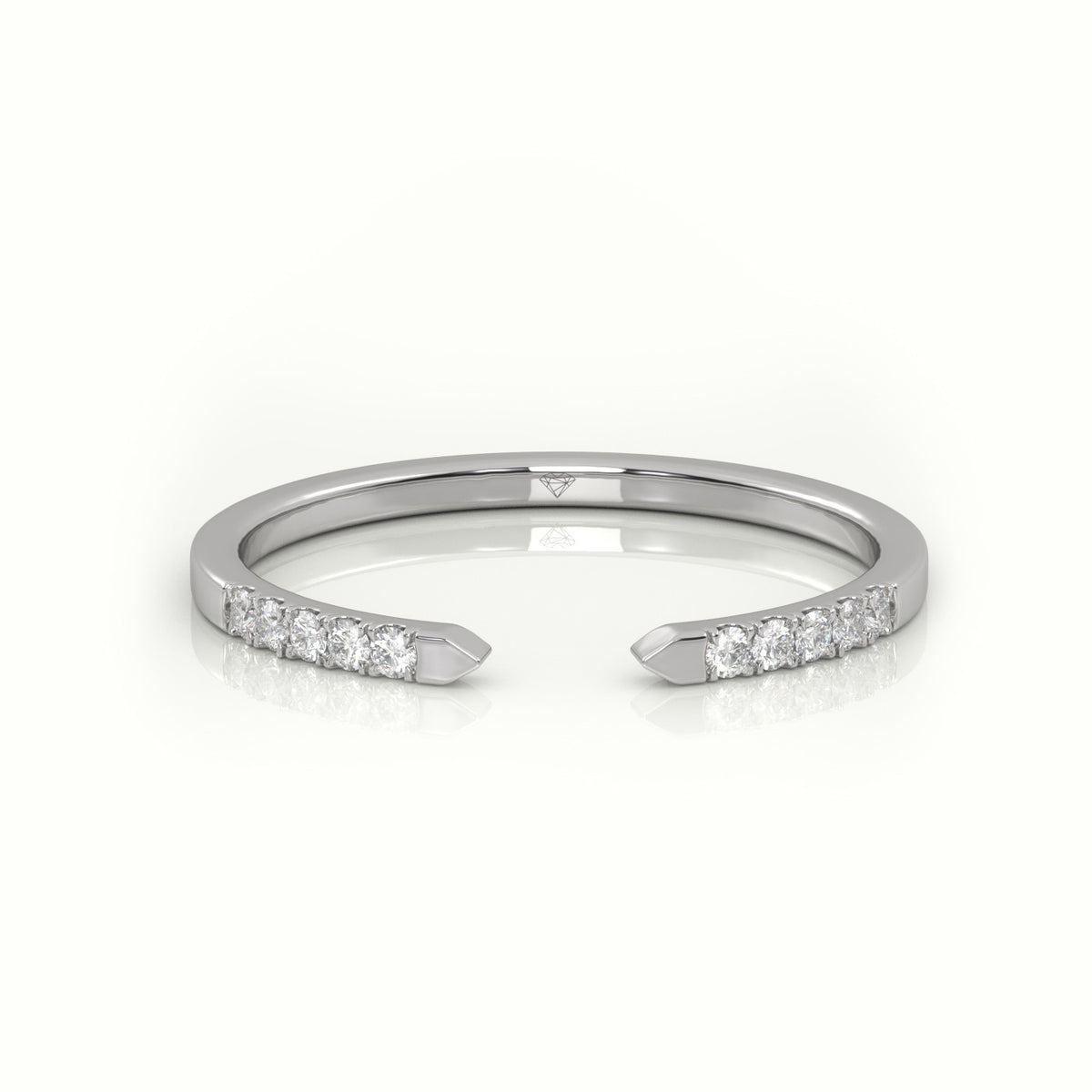 Round Cut Diamond Open Pave Setting Designer Ring — White Gold