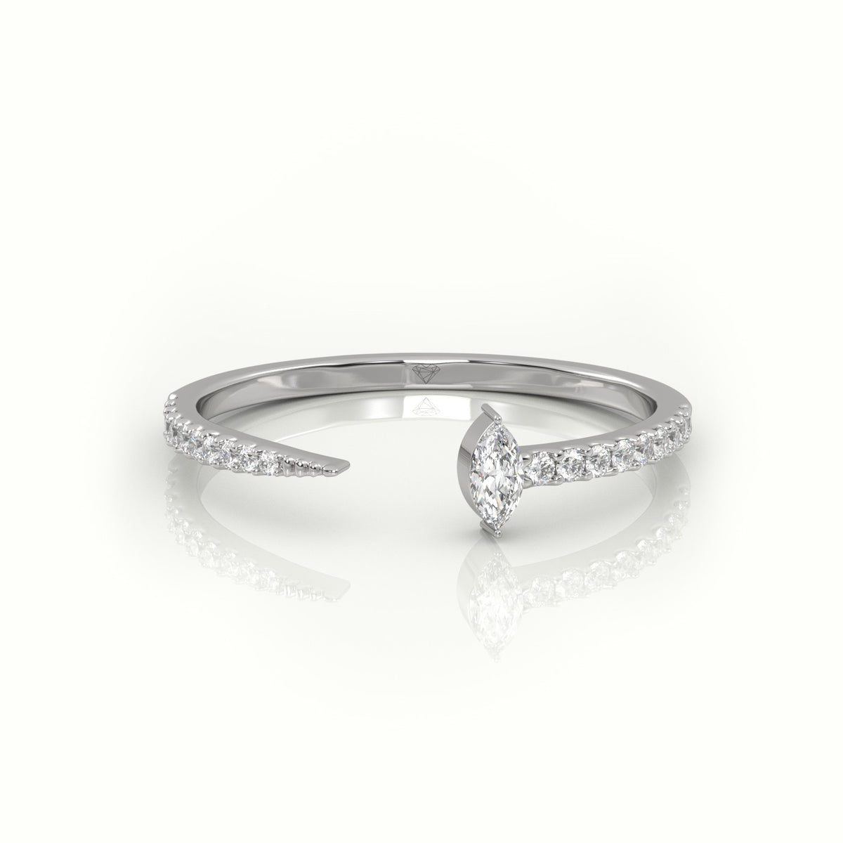 Marquise Cut Diamond 2 Prongs Open Pave Setting Ring — White Gold