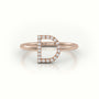 Round Cut Diamonds “D” Initials Monogram Alphabet Ring — Rose Gold