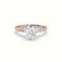 Heart Cut Diamond Engagement Ring With Side Stones — Rose Gold