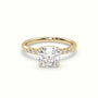 Cushion Cut Diamond Pave Engagement Ring — Yellow Gold