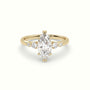 Marquise Diamond Solitaire Side Stone Engagement Ring — Yellow Gold