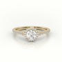 Round Cut Diamond Halo Scallop Setting Engagement Ring — Yellow Gold