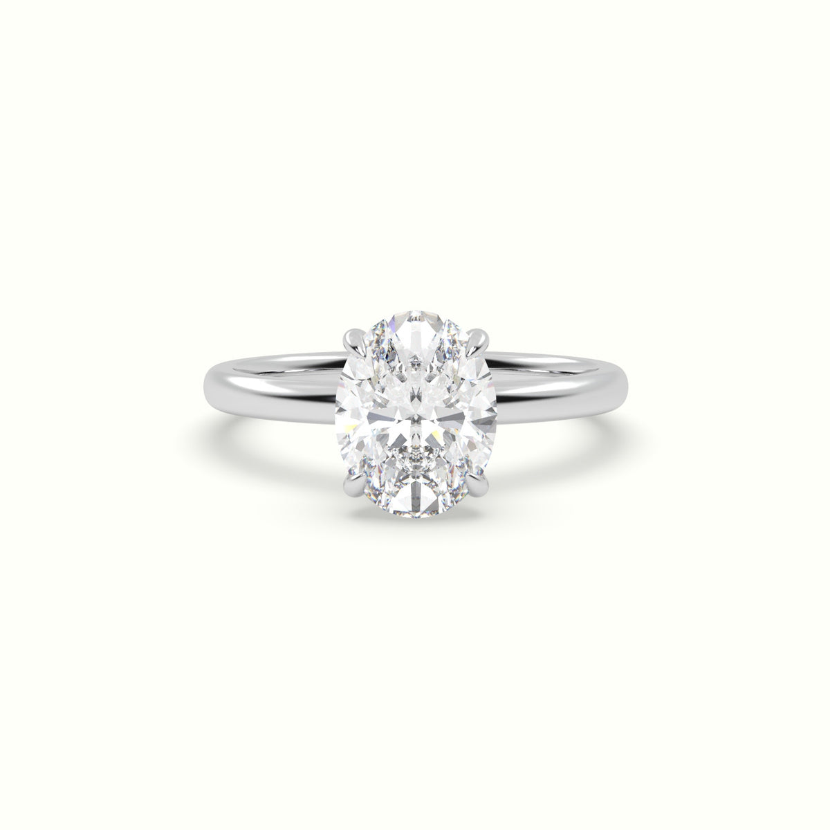 Oval Solitaire Engagement Ring — White Gold