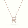 Initial "R" Diamond Necklace - 18k Gold — Rose Gold