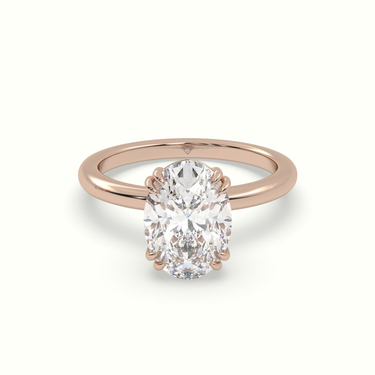 Oval Cut Diamond Solitaire Engagement Ring — Rose Gold