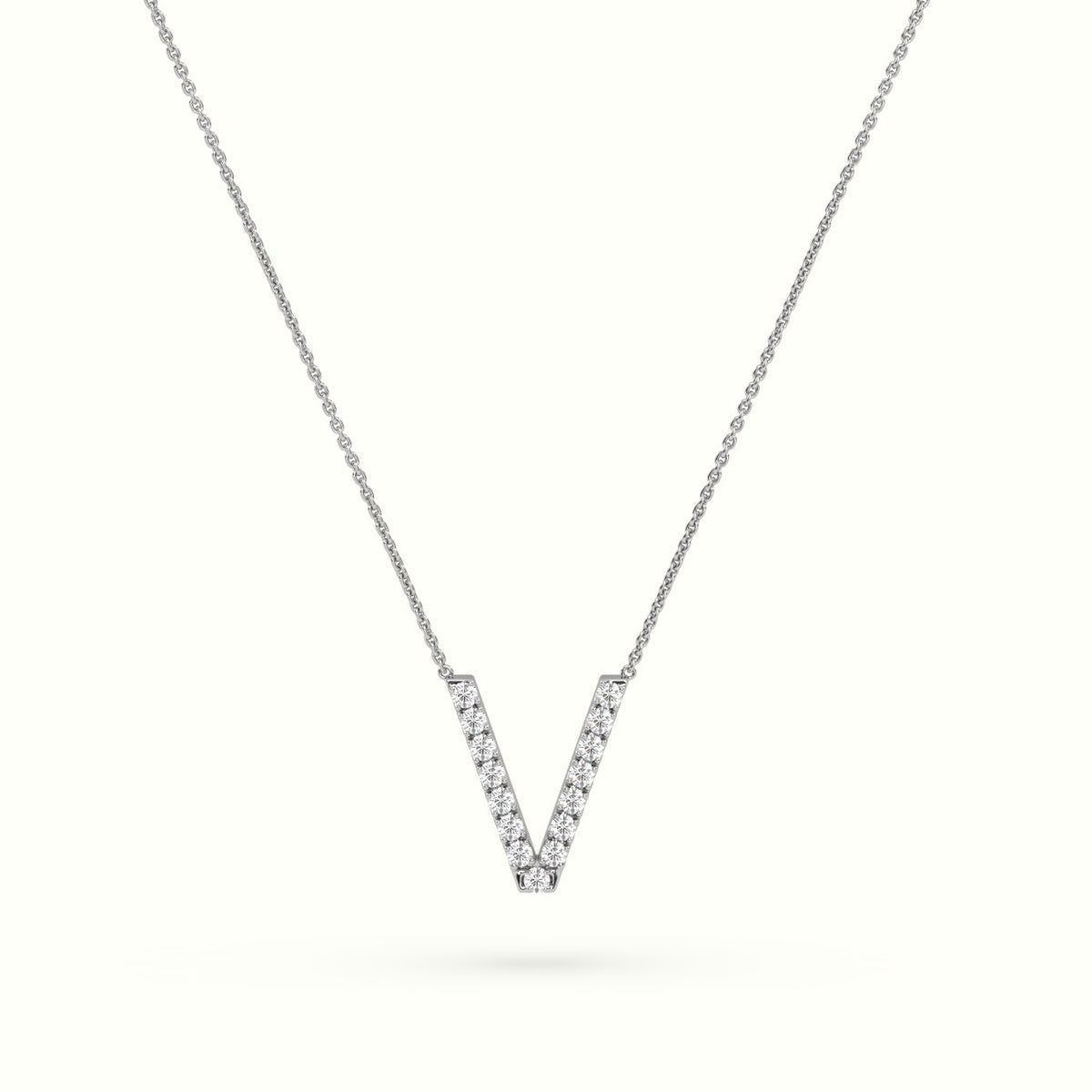 Initial "V" Diamond Necklace - 18k Gold — White Gold