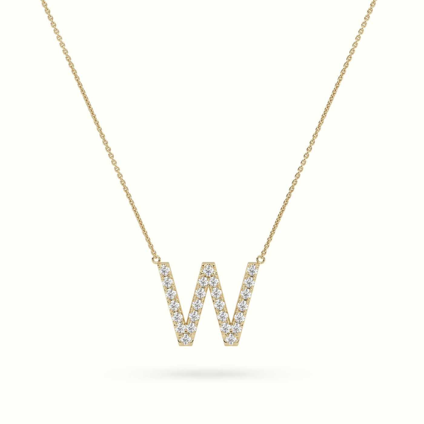 Initial "W" Diamond Necklace - 18k Gold — Yellow Gold