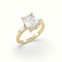 Emerald &Amp; Radiant Cut Diamond Trilogy Engagement Ring — Yellow Gold