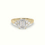 Emerald Cut Diamond Side Stone Engagement Ring — Yellow Gold